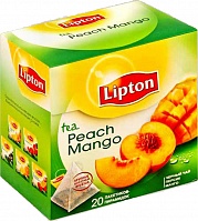 Чай LIPTON Черный чай с фруктами (персик, манго, абрикос) (Peach Mango) в пирамидках (20 пак)