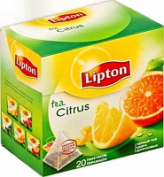 Чай LIPTON Черный чай с фруктами (лимон, лайм, грейпфрут, апельсин)(Citron) в пирамидках (20 пак)